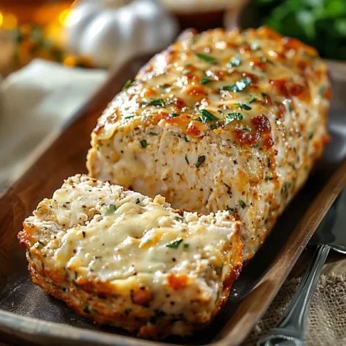 Garlic Parmesan Chicken Meatloaves served with sides on a plate