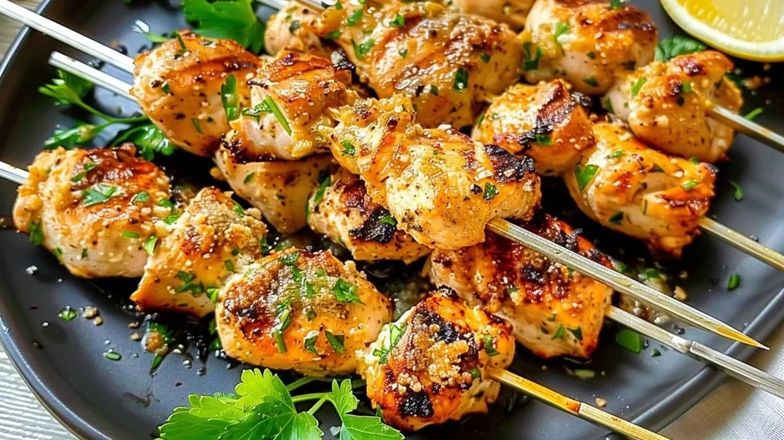 Ranch Garlic Parmesan Chicken Skewers