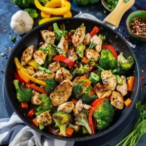 Healthy chicken skillet packed with vegetables and flavor.