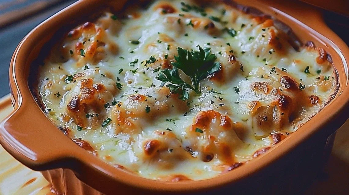 High-Protein Creamy Garlic Cheesy Chicken & Potatoes