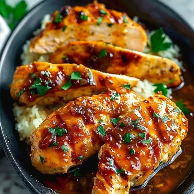 Honey Garlic Chicken Breasts cooked to perfection with a sweet sauce