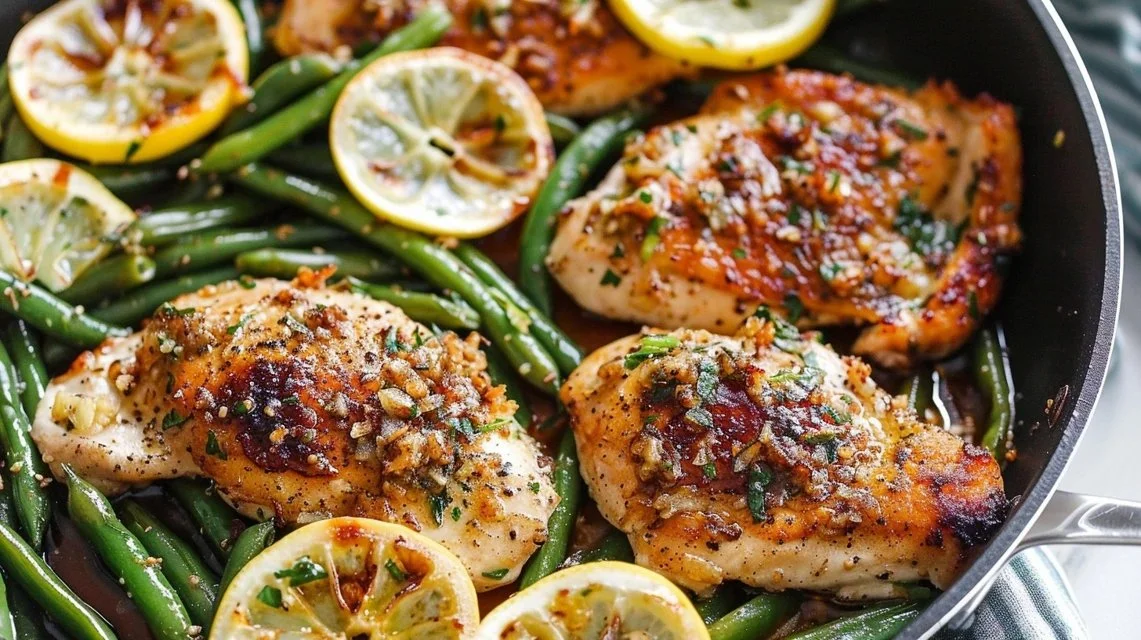 Lemon Garlic Butter Chicken and Green Beans Skillet