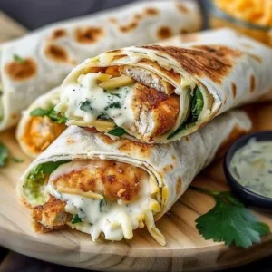 Delicious low carb cheesy garlic chicken wraps ready to be served.