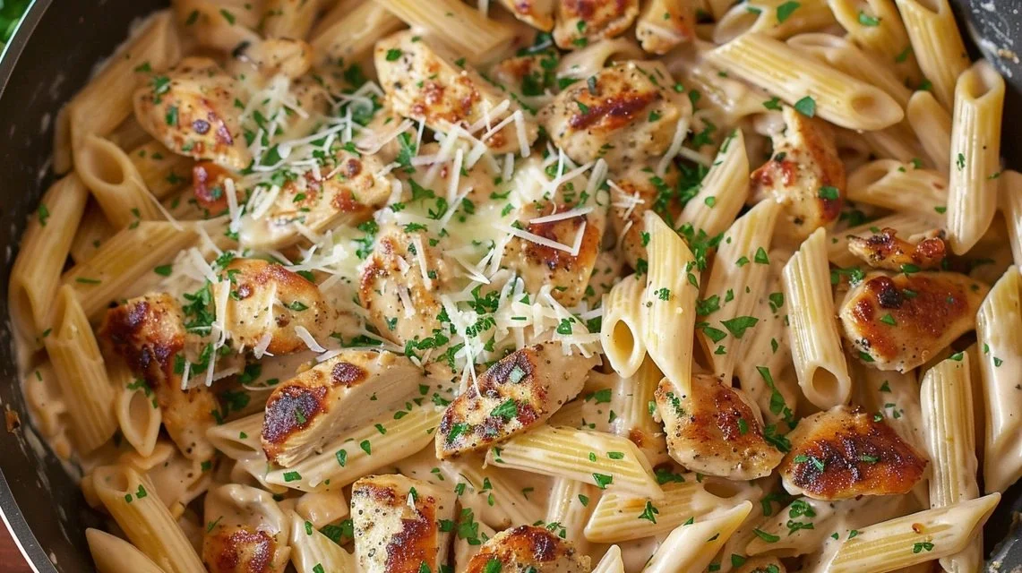 One Pot Creamy Parmesan Chicken Pasta