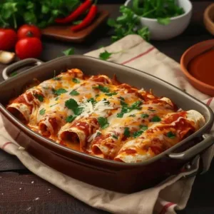 Delicious quick and easy chicken enchiladas topped with cheese and sauce