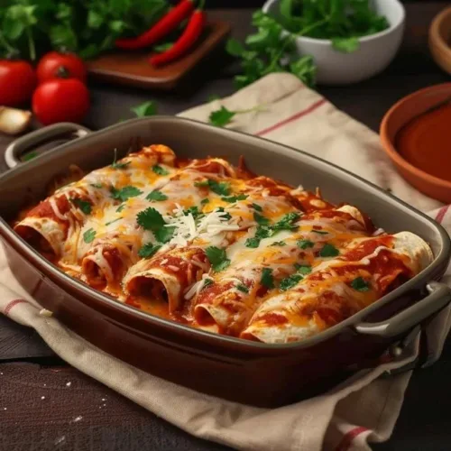 Delicious quick and easy chicken enchiladas topped with cheese and sauce