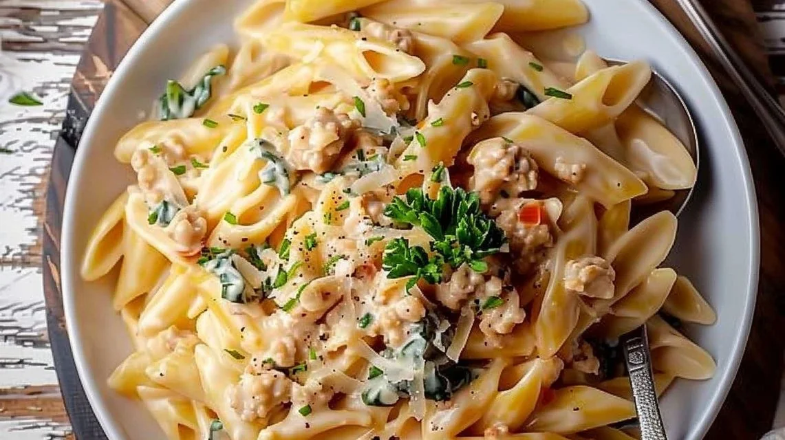 Simple Creamy Ground Chicken Pasta
