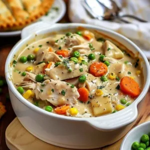 Slow cooker chicken pot pie with vegetables and flaky crust
