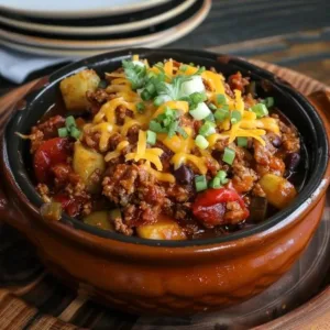 Delicious slow cooker cowboy casserole with ground beef and vegetables
