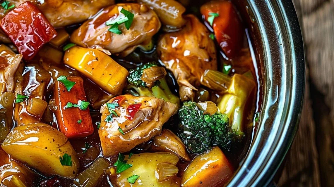 Slow Cooker Honey Garlic Chicken And Veggies