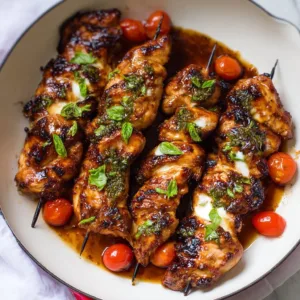 Delicious teriyaki chicken skewers grilled to perfection.