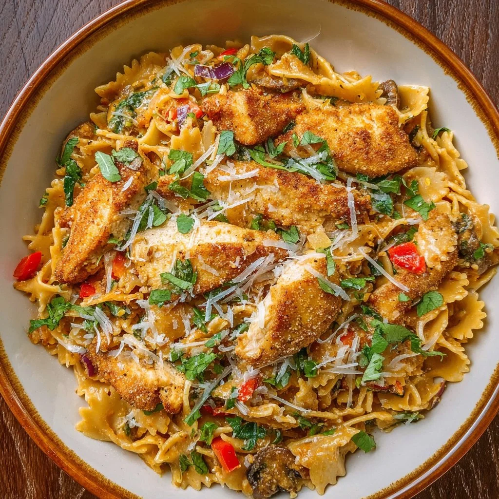 Creamy Cajun Chicken Pasta served in a bowl with herbs and spices
