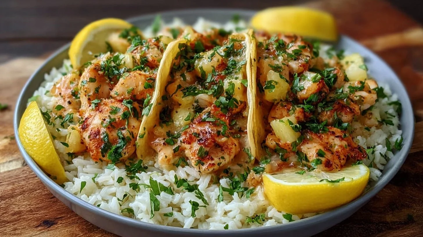 Chicken Scampi with Creamy Garlic Parmesan Rice for Summer Nights