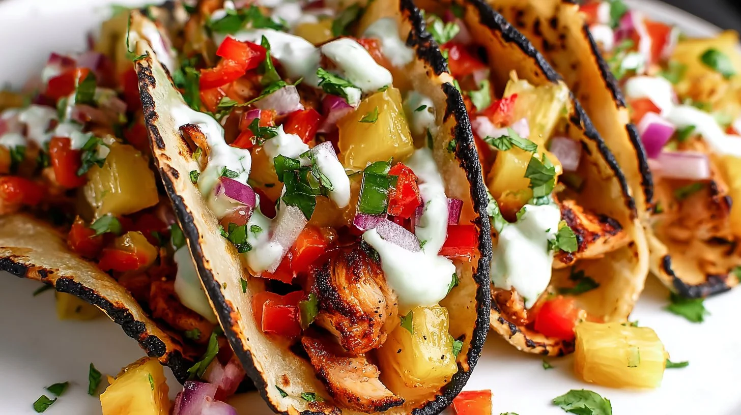 Chili Lime Chicken Tacos with Grilled Pineapple Salsa