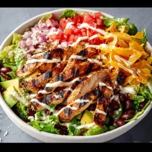 Citrus Dijon Grilled Chicken Salad with fresh greens and vibrant dressing