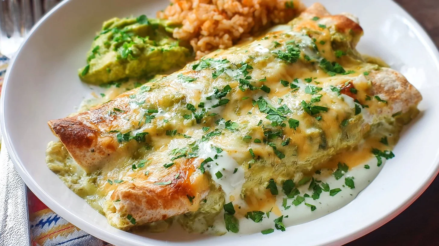 Creamy Green Chicken Enchiladas with Cream Cheese