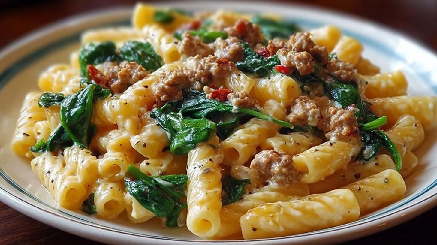 Creamy Ground Turkey Spinach Pasta