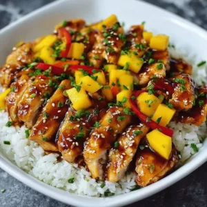 Easy Asian mango chicken dish with colorful mango and fresh vegetables