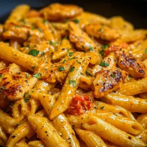 Bowl of easy creamy Cajun chicken pasta with colorful veggies
