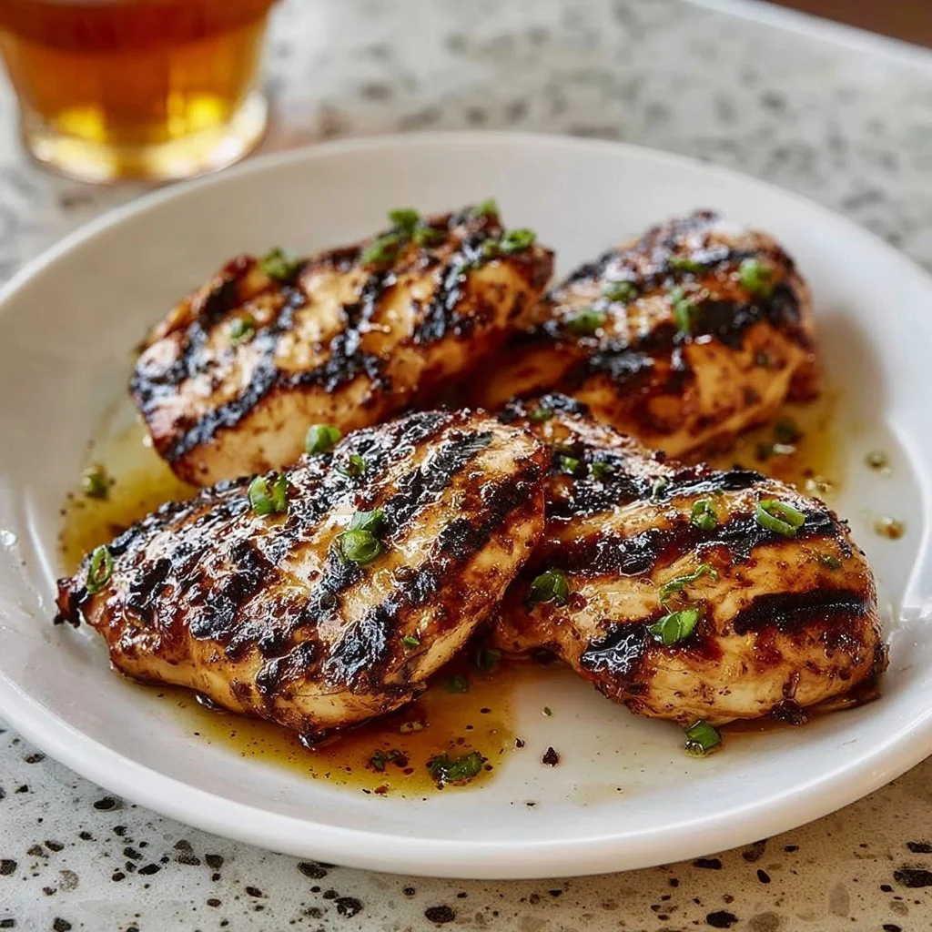 Marinated grilled chicken on the barbecue grill ready to serve.