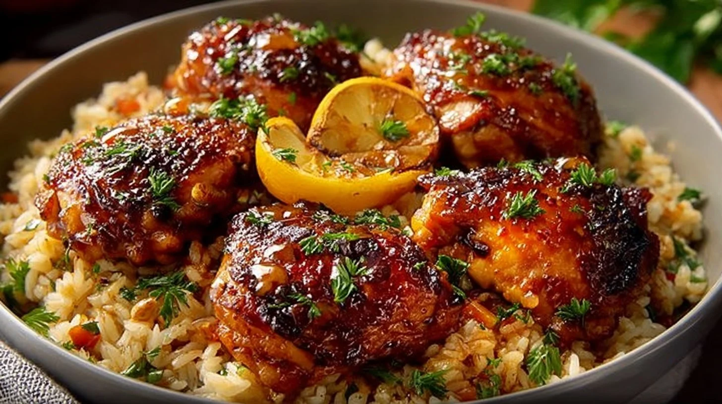 Easy Lemon Chicken Thighs and Rice