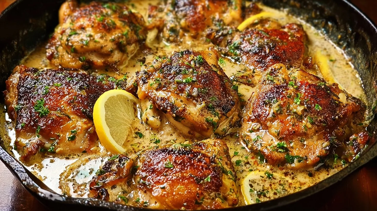 Easy Lemon Garlic Boneless Skinless Chicken Thighs Skillet Recipe