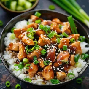 Delicious and easy sesame ground chicken dish served in a bowl.