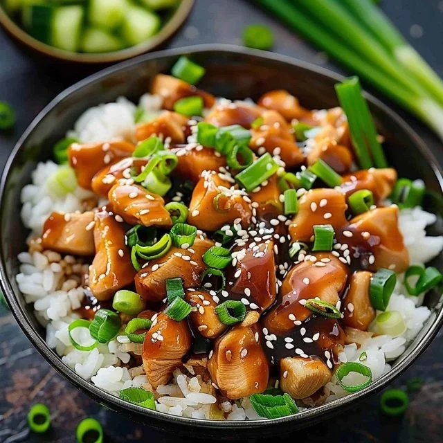 Delicious and easy sesame ground chicken dish served in a bowl.