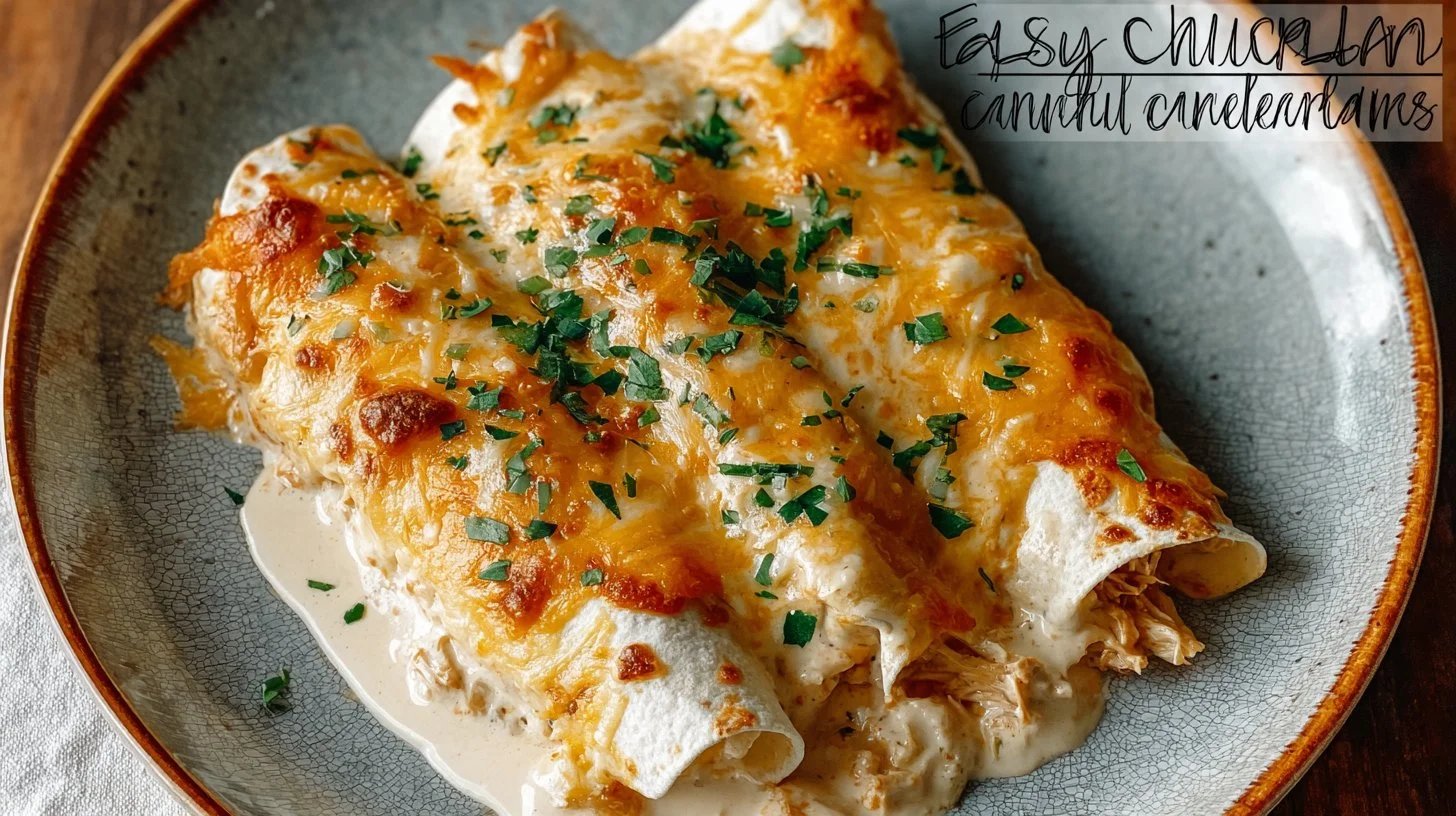 Easy Shredded Chicken Enchiladas with Creamy Sour Cream Sauce