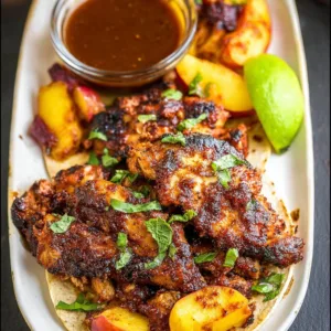 Garlic Butter Honey BBQ Chicken Tacos recipe with fresh ingredients