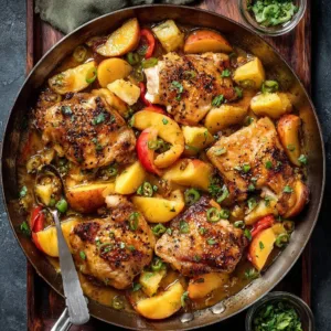 Hawaiian Chicken Sheet Pan dinner with colorful vegetables