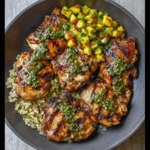 Healthy honey lime chicken served with vibrant mango salsa