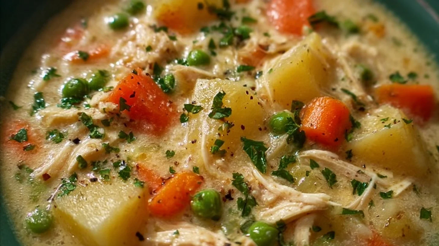 High Protein Chicken Pot Pie Soup
