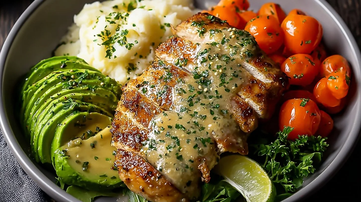 Honey Lime Chicken and Avocado Salad Bowl