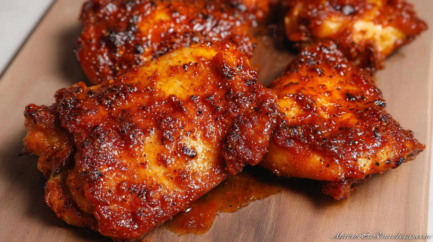 Sweet & Sticky BBQ Boneless Chicken Thighs Baked in the Oven
