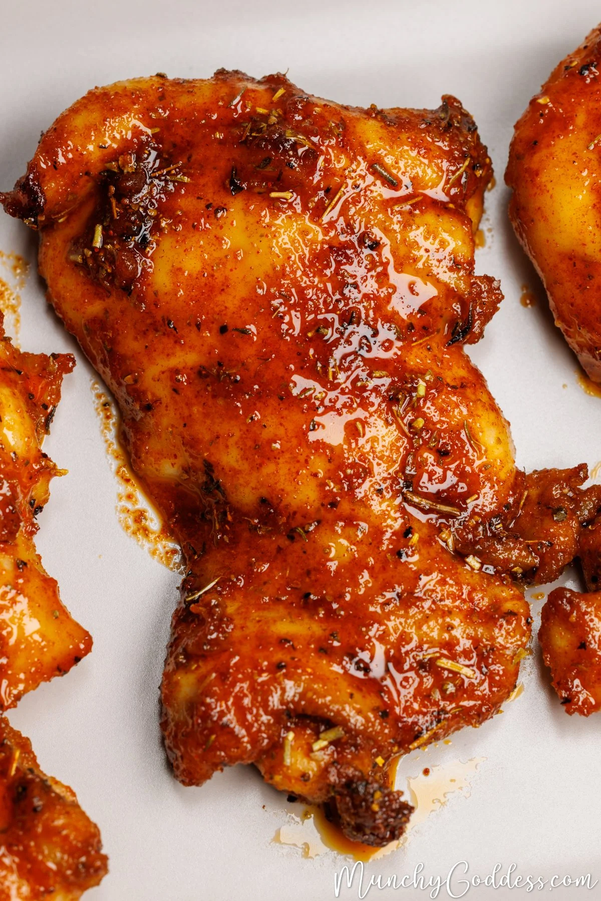 Sweet & Sticky BBQ Boneless Chicken Thighs Baked in the Oven