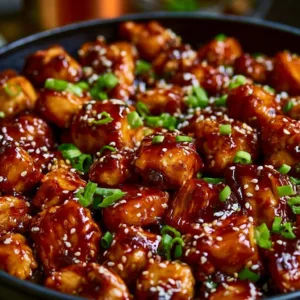 Delicious homemade Bourbon Chicken dish served in a bowl