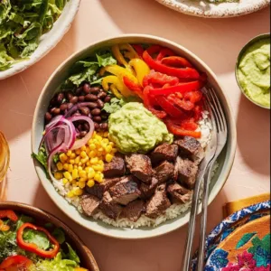 Delicious Chipotle steak bowls with fresh ingredients and vibrant toppings