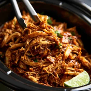 Crock Pot Cilantro Lime Chicken served with fresh lime and cilantro