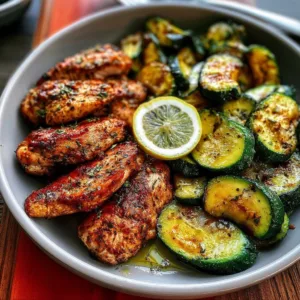Plate of easy asado chicken zucchini bowl with colorful vegetables