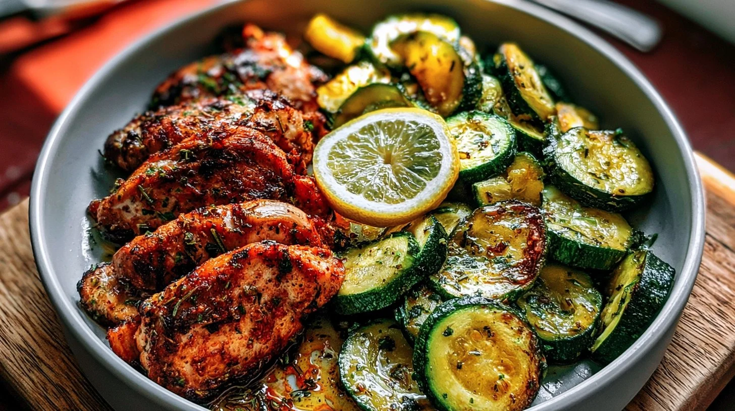 Easy Asado Chicken with Lemon Zucchini Sauté