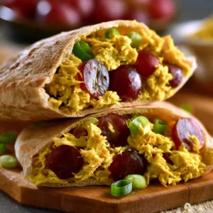 Bowl of easy curry chicken salad with colorful vegetables and spices.