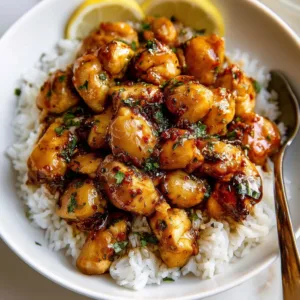 Delicious easy honey garlic chicken served with vegetables on a plate