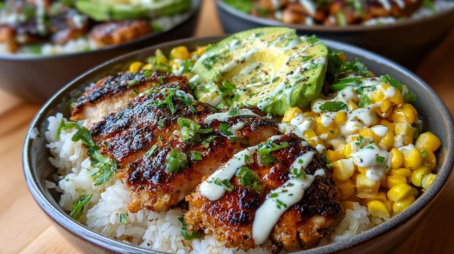 Easy Summer Meal Prep Grilled Chicken Bowls with Avocado and Corn