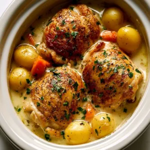Delicious Garlic Butter Chicken cooked in a crockpot, served on a plate