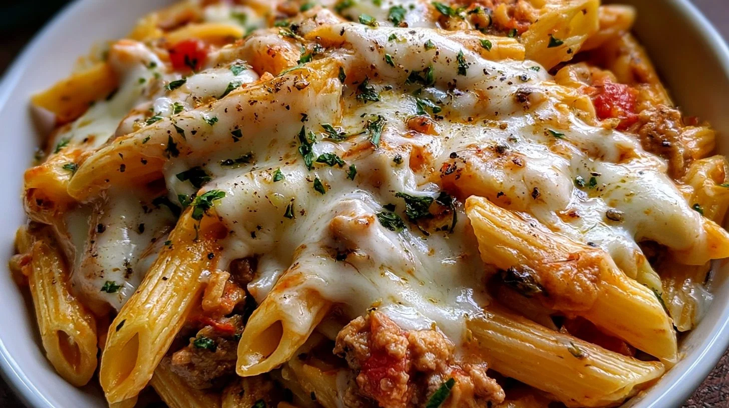 One-Skillet Cheesy Ground Chicken Pasta