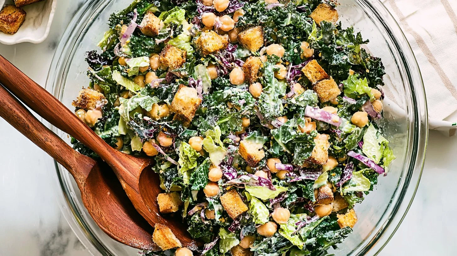 Healthy Weight Loss Breakfast Salad with Croutons and Dill Pickle Ranch Dressing