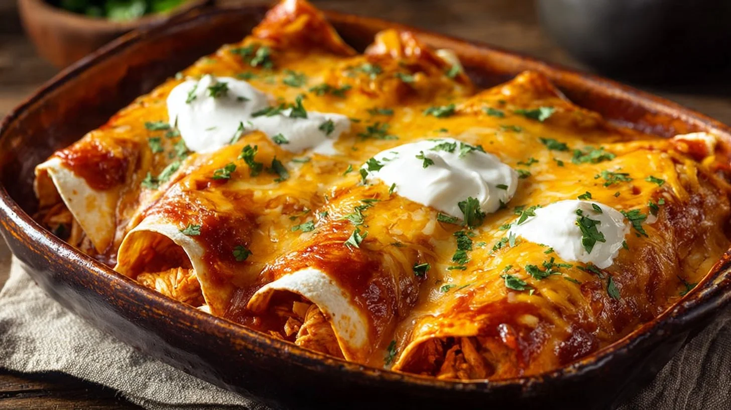 High Protein Chicken Enchiladas (Easy & Cheesy!)