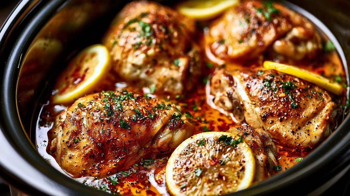 Lemon Garlic Butter Crock Pot Chicken Thighs
