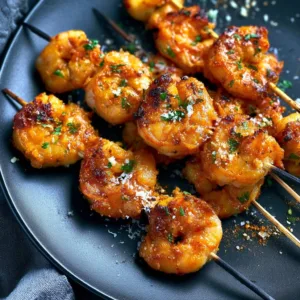 Lemon Parm Chicken Skewers grilled to perfection, showcasing vibrant colors and flavor.